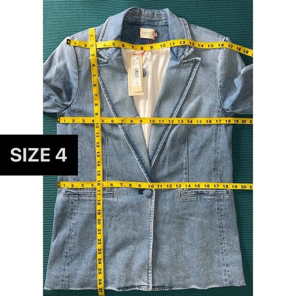 Alice + Olivia Justine Denim Rolled Cuff Blazer Jacket - Picture 10 of 16